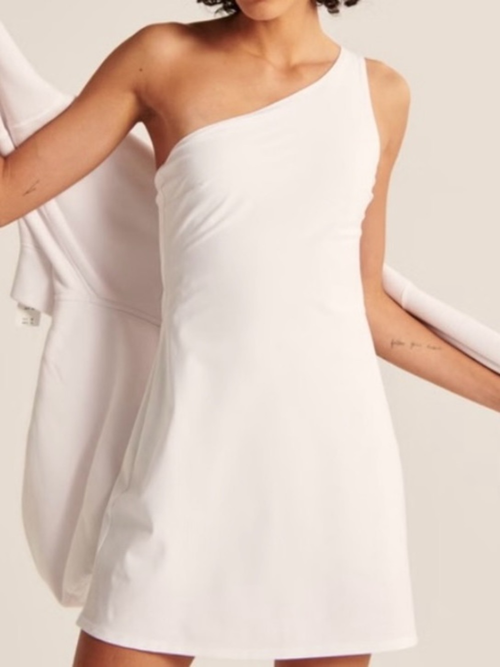 NWT Abercrombie & Fitch One-Shoulder Traveler Mini Dress White